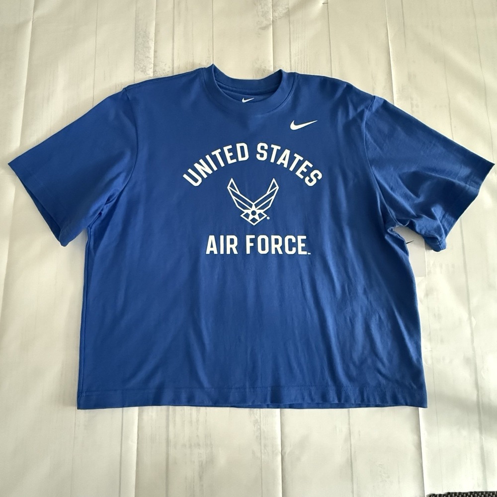 NWT USAF Air Force Nike Boxy Blue Loose Fit SS Tee Shirt Women's MEDIUM BLUE